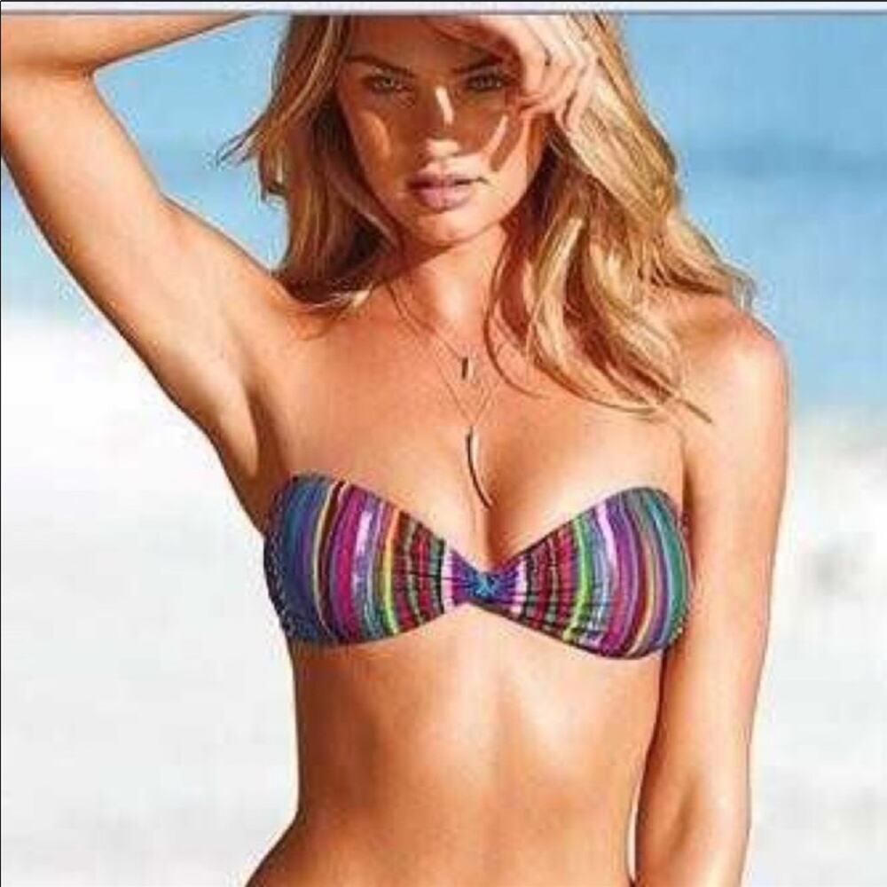 Victoria’s Secret Rainbow Stripe Twist Bandeau Top Size M Strapless